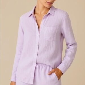 NEW Bella Dahl Linen Pocket Button Down, Lavender, Size M